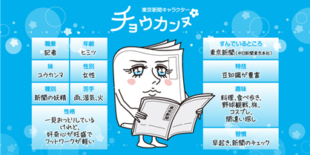 “キモかわ”な風貌で東京新聞をＰＲ  東京新聞キャラクター「チョウカンヌ」